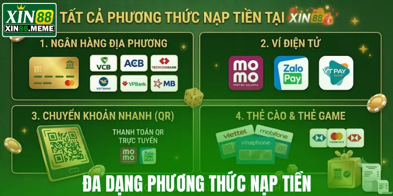 Đa dạng phương thức nạp tiền