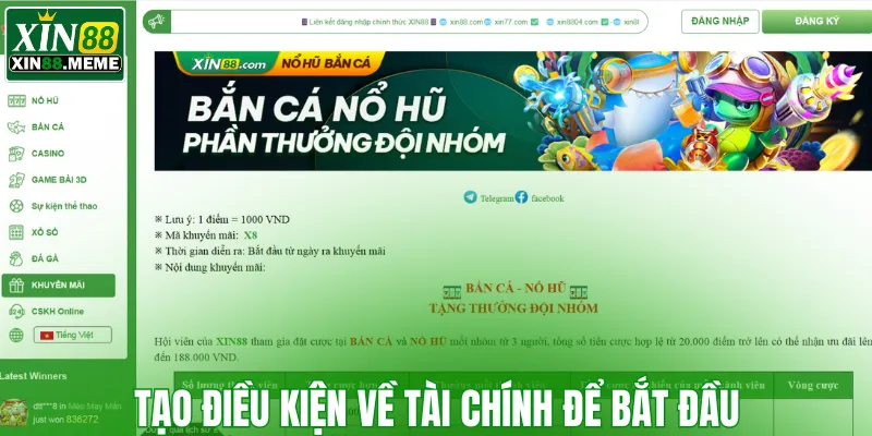 Tạo điều kiện về tài chính để bắt đầu