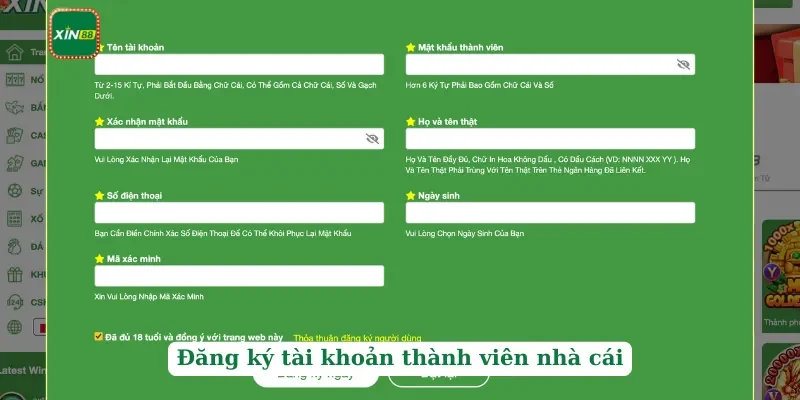 Xin88 188 Đăng ký tài khoản thành viên nhà cái Xin88
